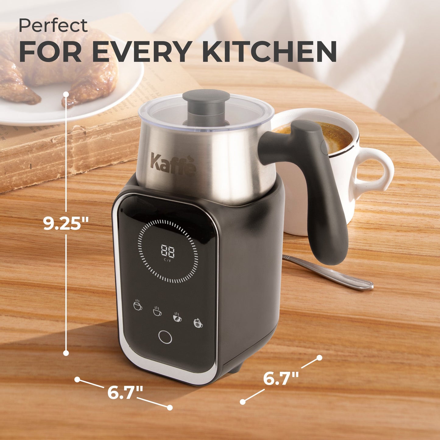 Kaffe Pour-In Premium Milk Frother KF6075 – Digital Screen Hot & Cold Foam Maker